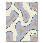 Abstract Blue Tan Swirl Flow Rug