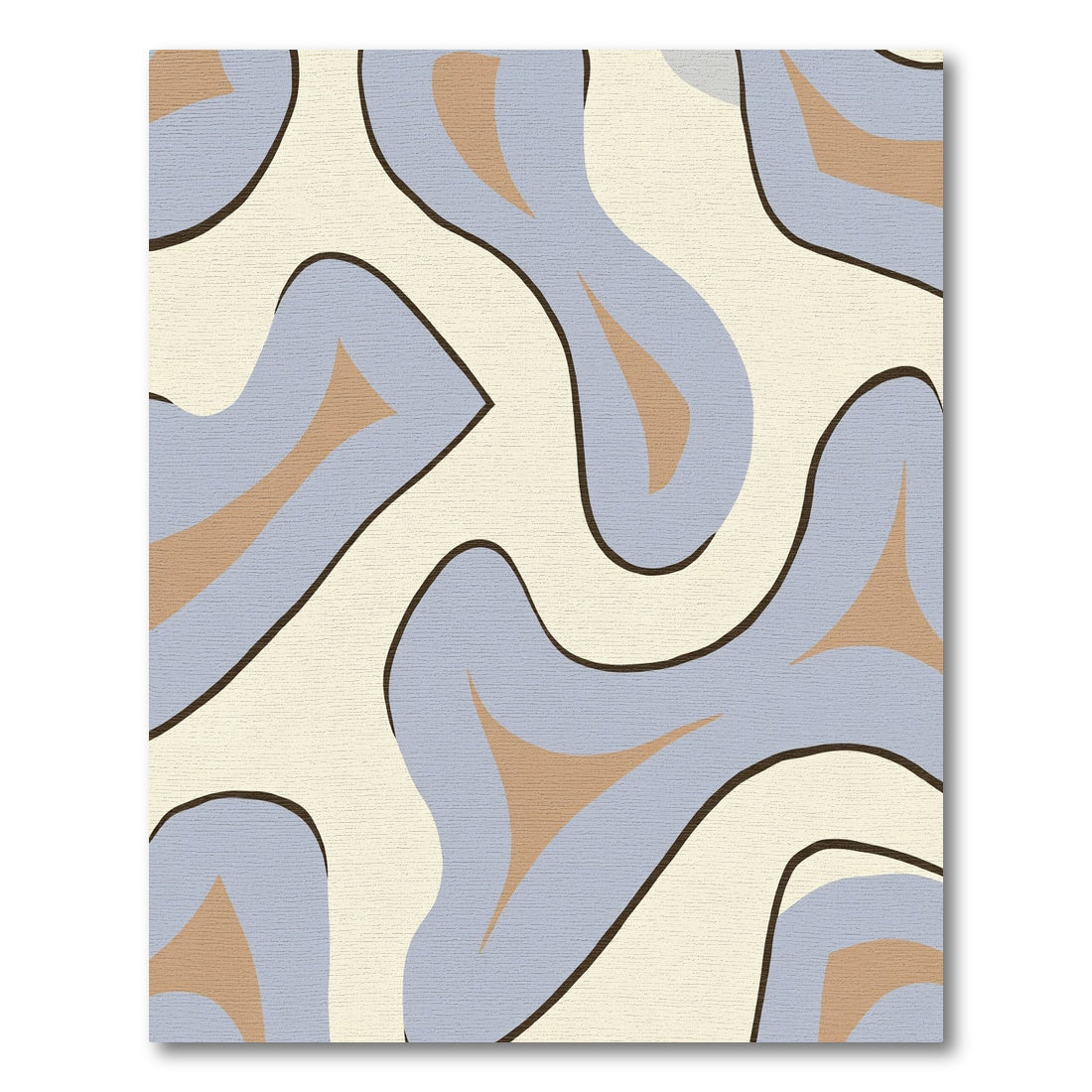 Abstract Blue Tan Swirl Flow Rug