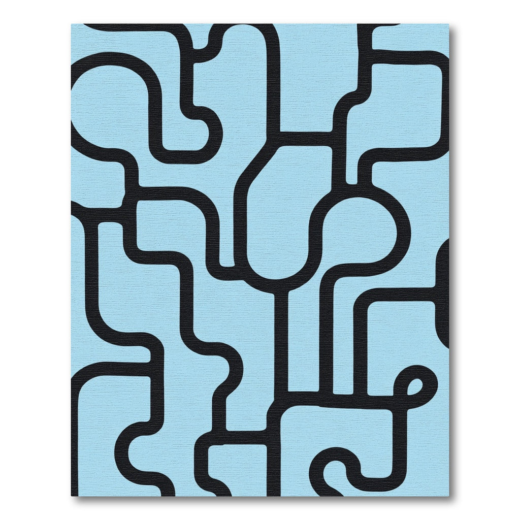 Black And Blue Organic Maze Rug