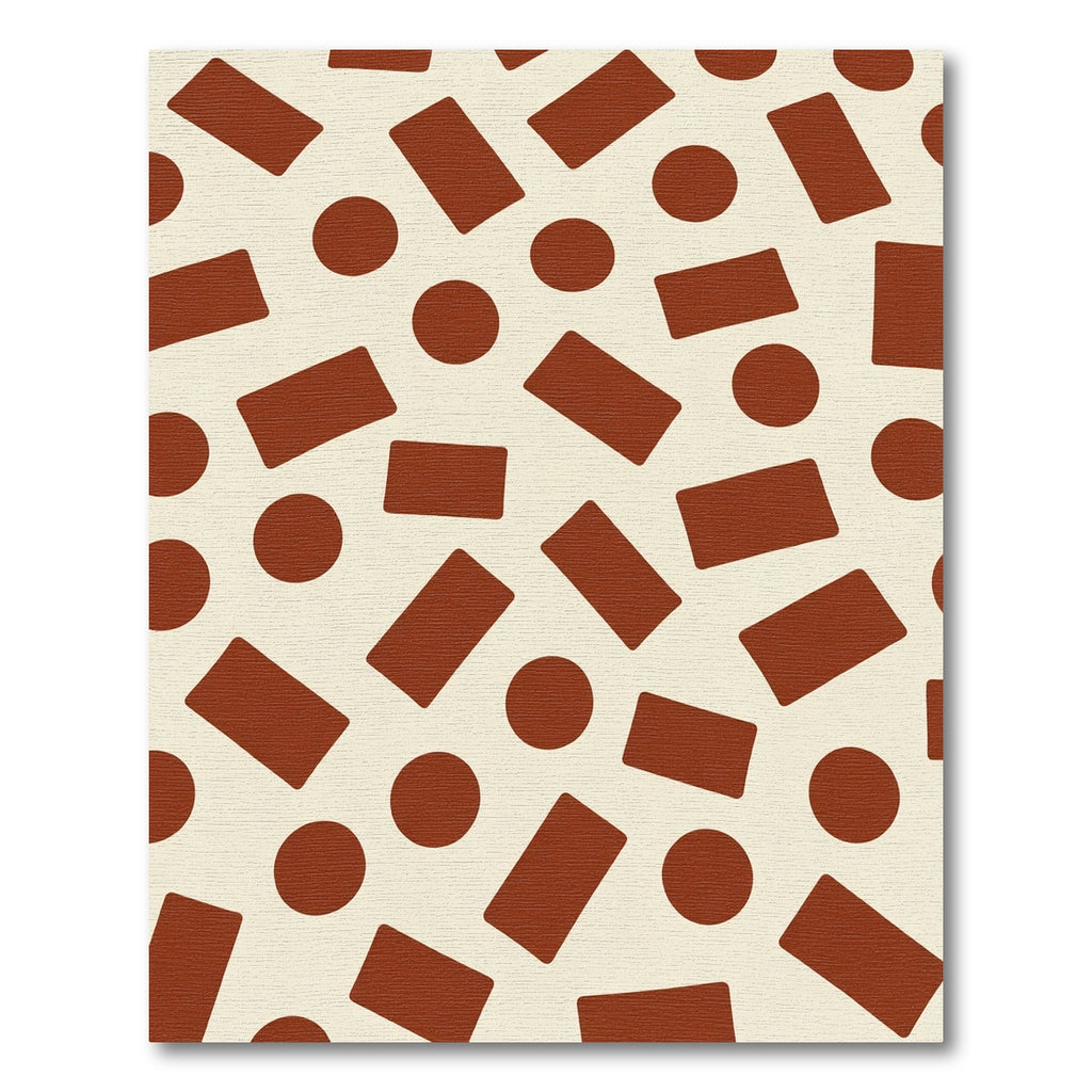 Warm Amber Geometric Scattered Shapes Rug