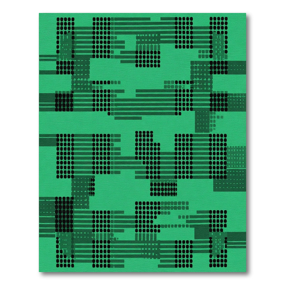 Green Black Dot Grid Abstract Rug