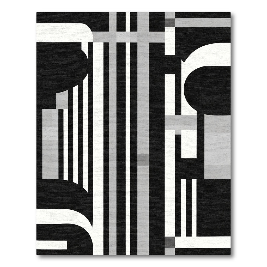 Monochrome Abstract Geometric Stripe Rug