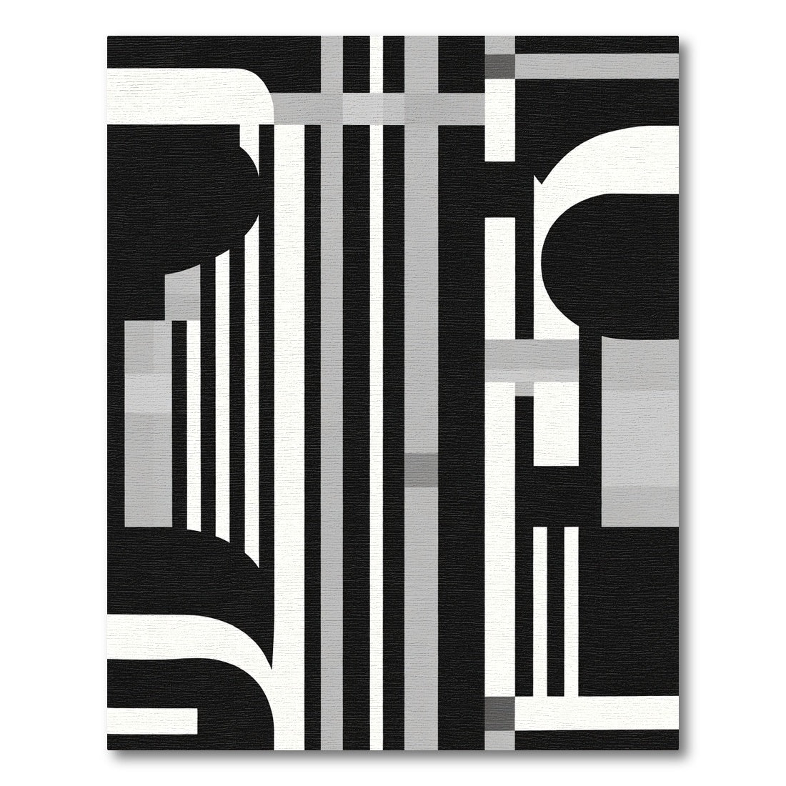 Monochrome Abstract Geometric Stripe Rug