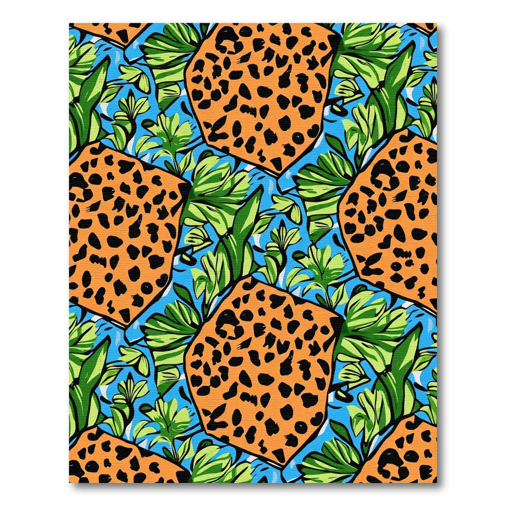 Bold Orange Leopard Jungle Leaves Rug