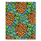 Bold Orange Leopard Jungle Leaves Rug