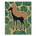 Whimsical Giraffe Jungle Leaf Art Rug