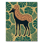 Whimsical Giraffe Jungle Leaf Art Rug