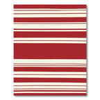 Bold Red Cream Striped Rug