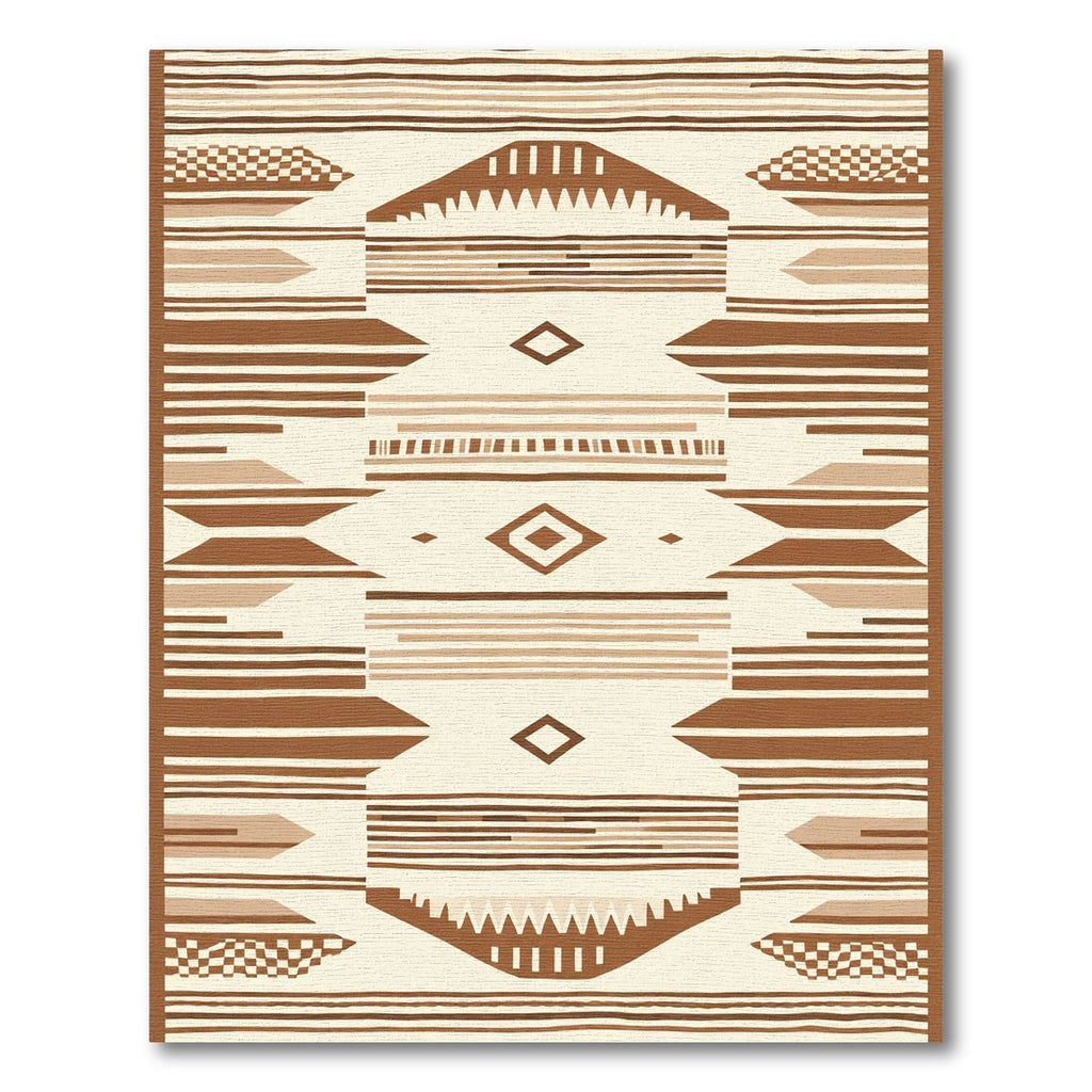Earthy Brown Geometric Diamond Rug