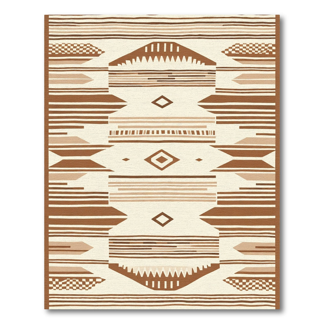 Earthy Brown Geometric Diamond Rug