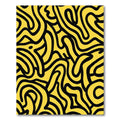 Bold Yellow Black Abstract Swirls Rug