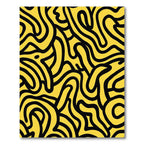 Bold Yellow Black Abstract Swirls Rug