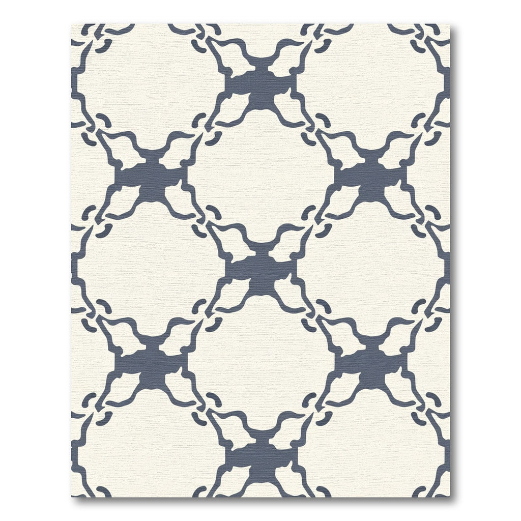 Cream Navy Interlocking Quatrefoil Rug