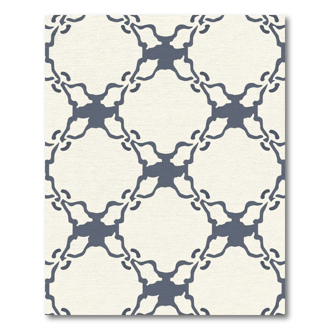 Cream Navy Interlocking Quatrefoil Rug
