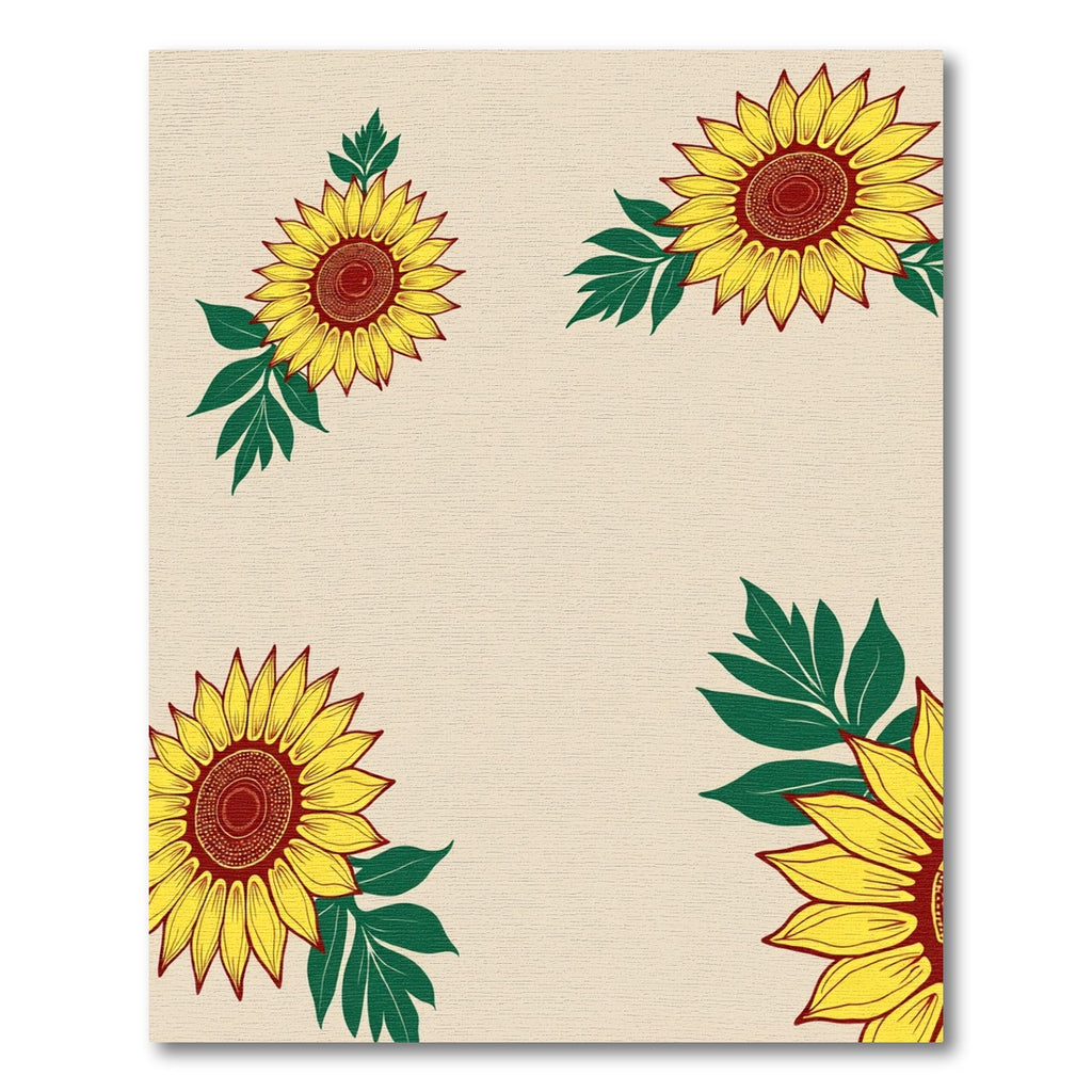 Bright Yellow Sunflower Border Rug