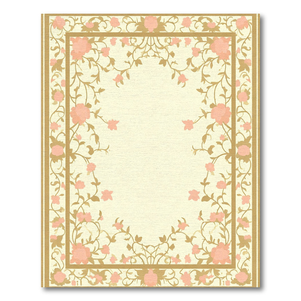 Peach Blossom Floral Vine Border Rug