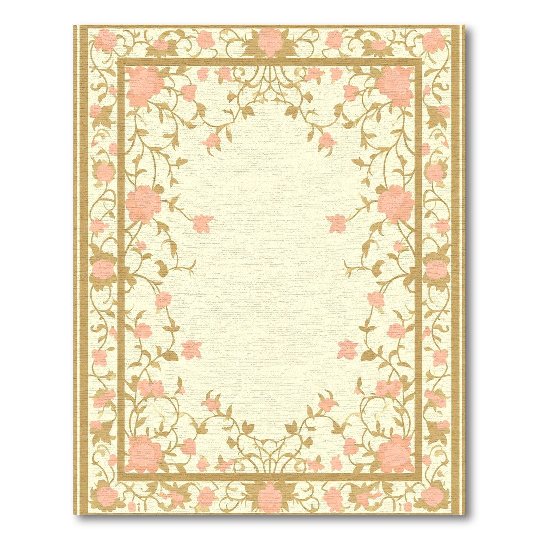 Peach Blossom Floral Vine Border Rug