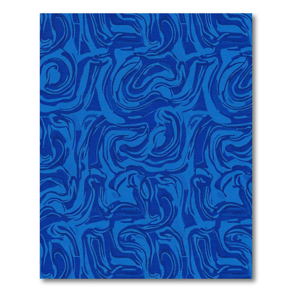 Deep Blue Swirling Organic Waves Rug