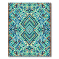 Geometric Teal Orange Diamond Weave Rug