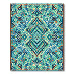 Geometric Teal Orange Diamond Weave Rug