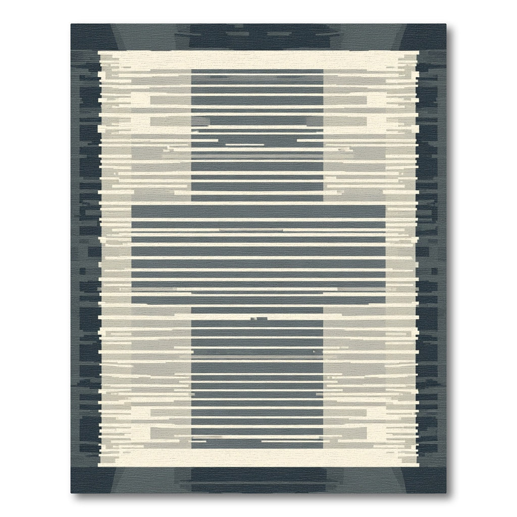 Geometric Glitch Monochrome Stripe Rug