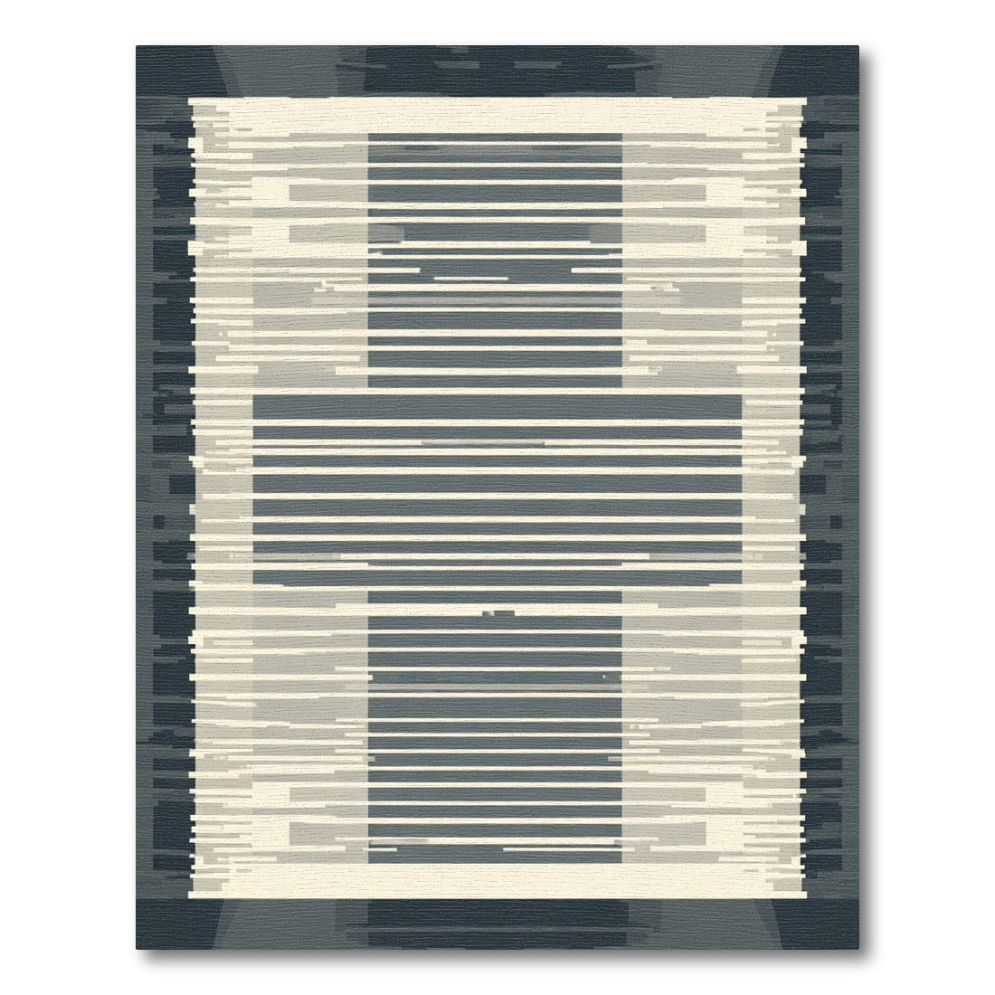Geometric Glitch Monochrome Stripe Rug