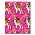 Cheeful Orange Tiger Jungle Pink Rug