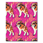 Cheeful Orange Tiger Jungle Pink Rug