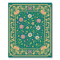 Teal Floral Medallion Garden Rug
