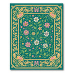 Teal Floral Medallion Garden Rug