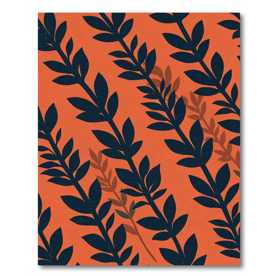 Orange Navy Leafy Branches Rug