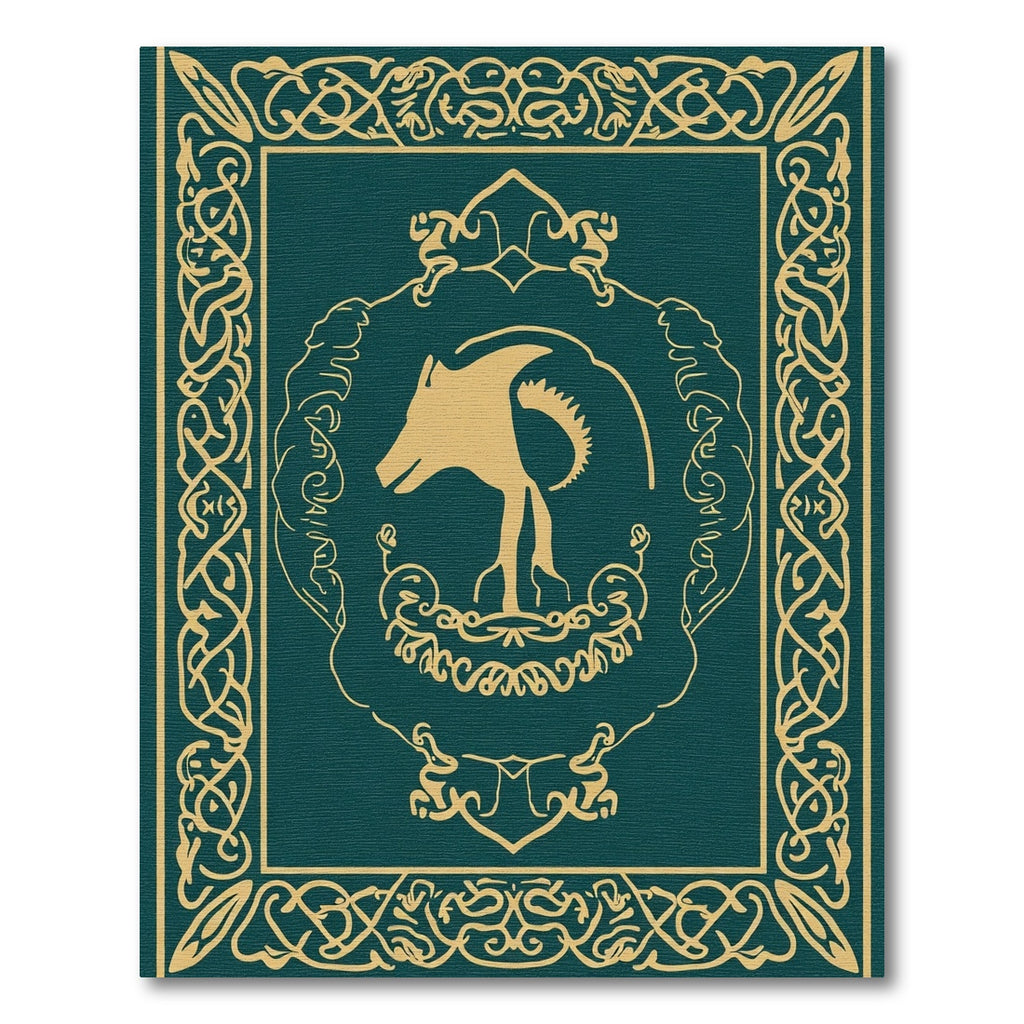Golden Ram Silhouette Celtic Border Rug
