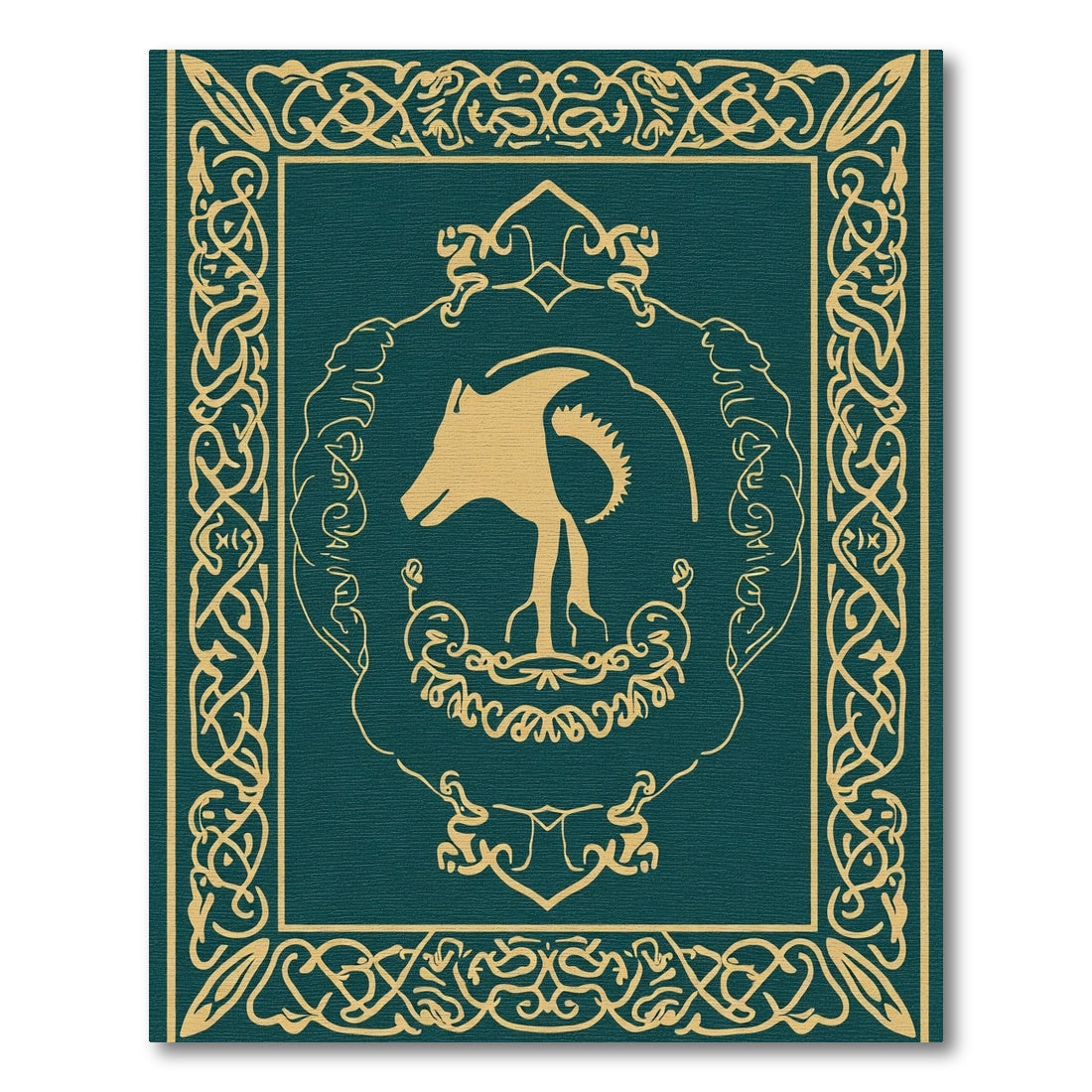 Golden Ram Silhouette Celtic Border Rug