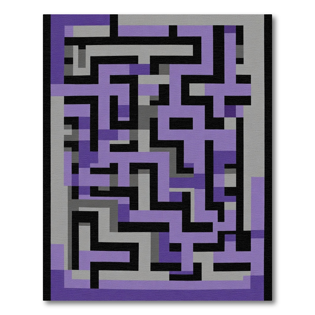 Modern Purple Gray Maze Geometric Rug