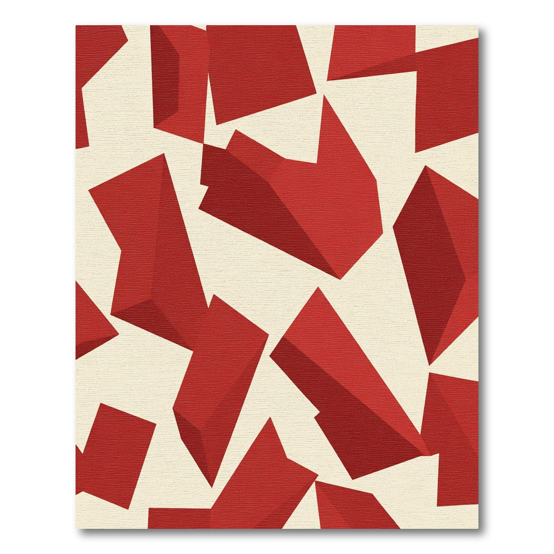 Crimson Angular Geometric Sculpture Rug
