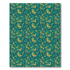 Teal Yellow Abstract Bird Silhouette Rug