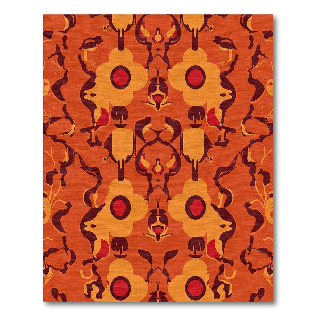 Bold Orange Floral Medallion Rug