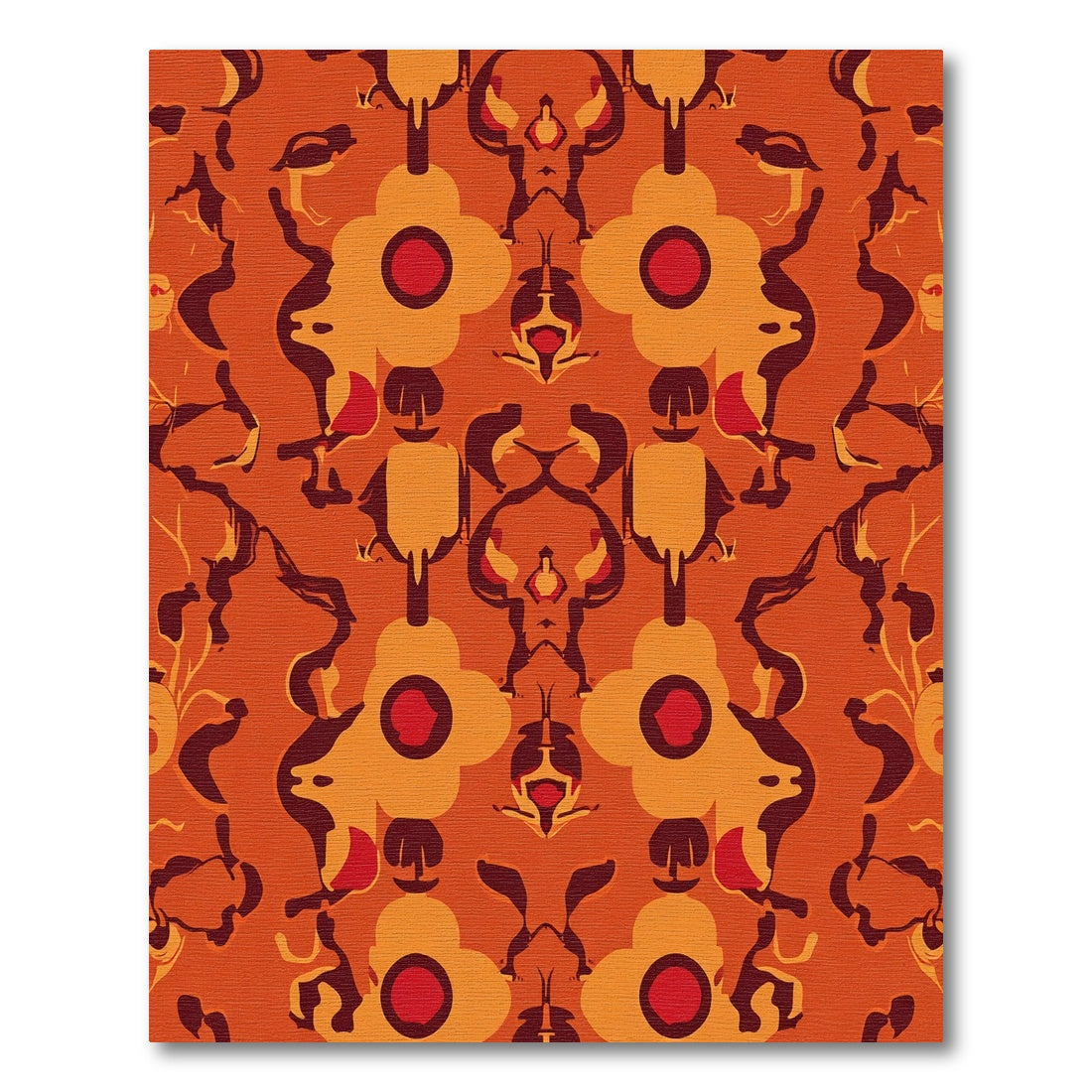 Bold Orange Floral Medallion Rug