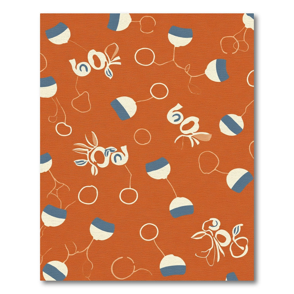 Abstract Orange Blue White Orb Garland Rug