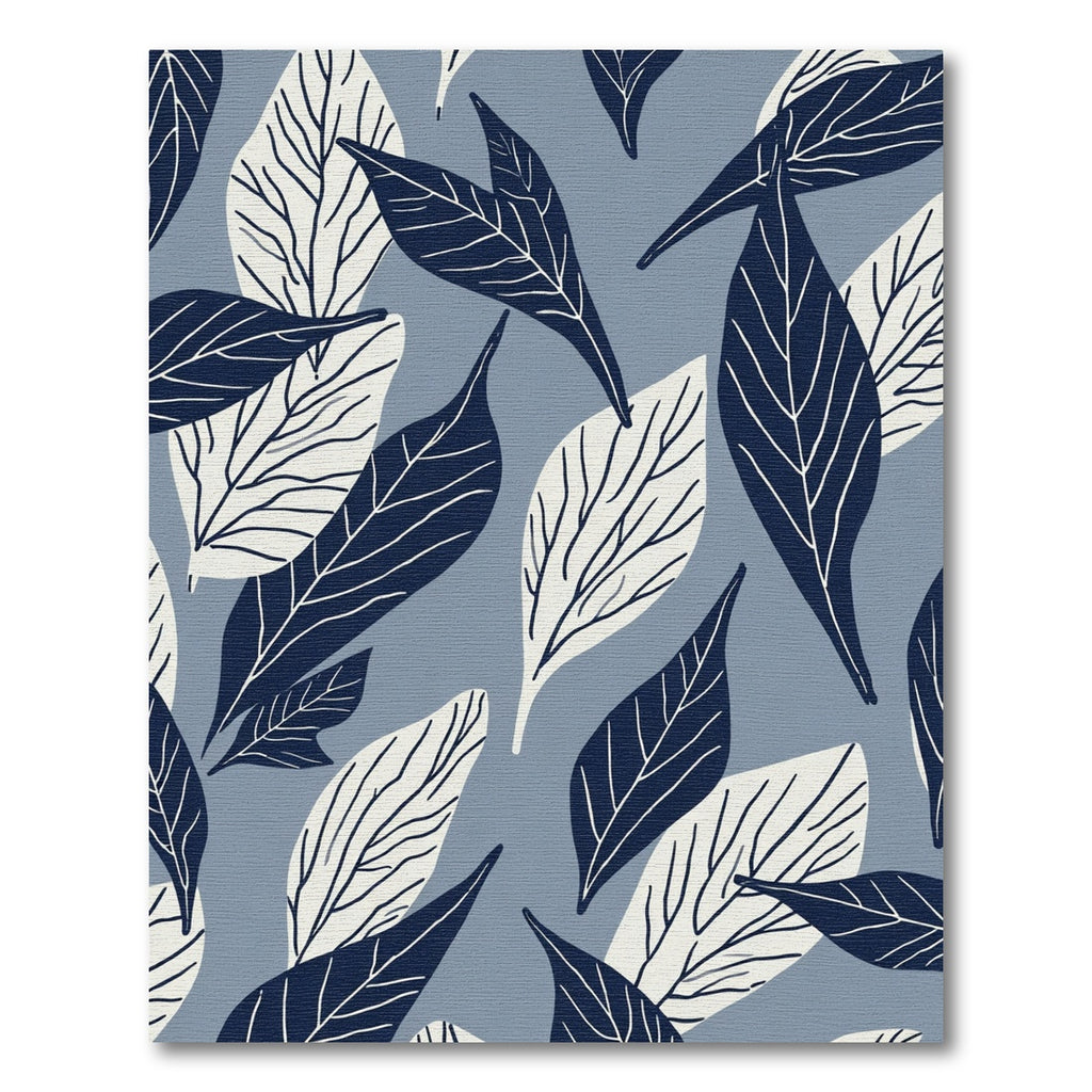 Navy Blue Cream Leafy Branches Rug