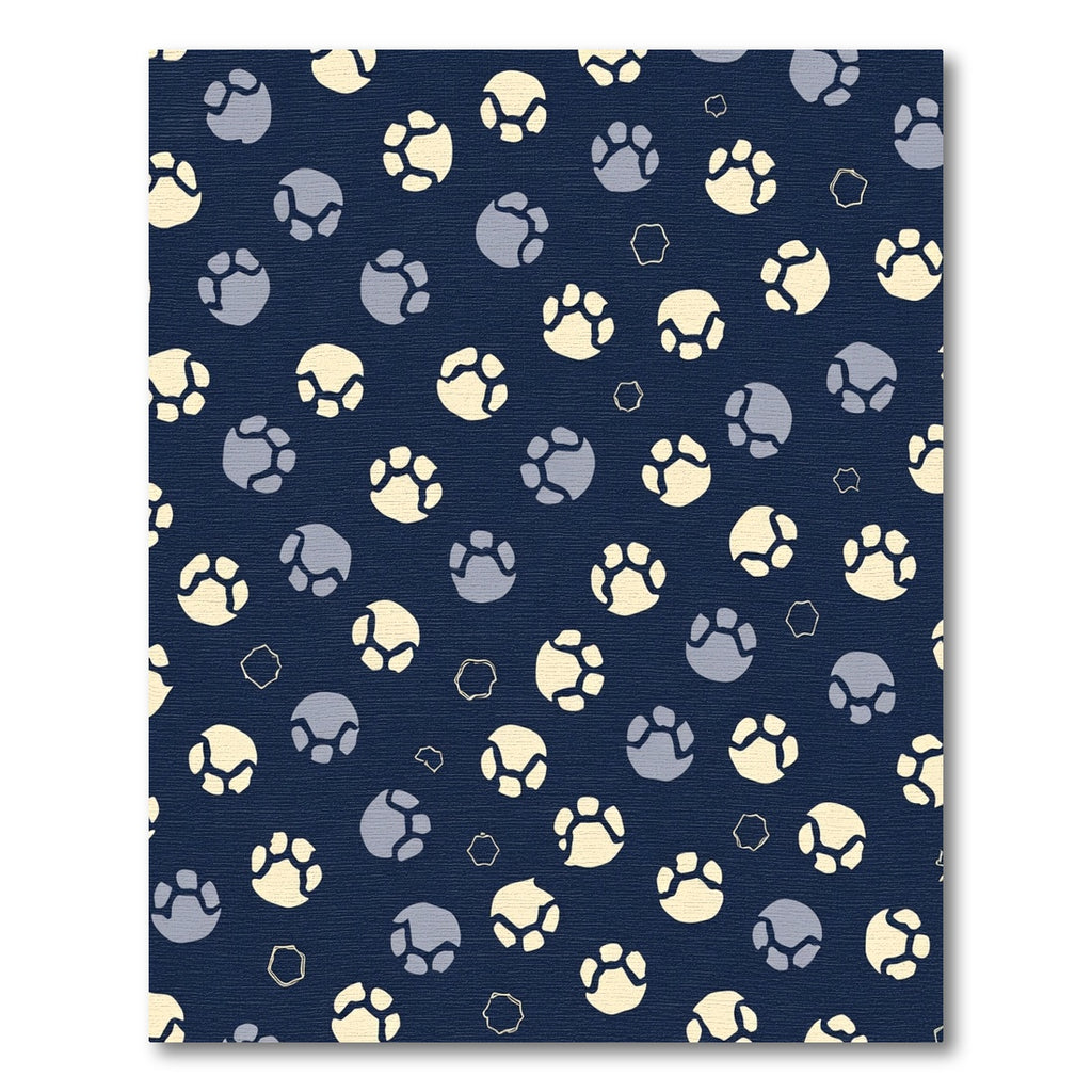 Dark Blue Paw Print Rounds Rug