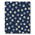 Dark Blue Paw Print Rounds Rug