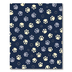 Dark Blue Paw Print Rounds Rug
