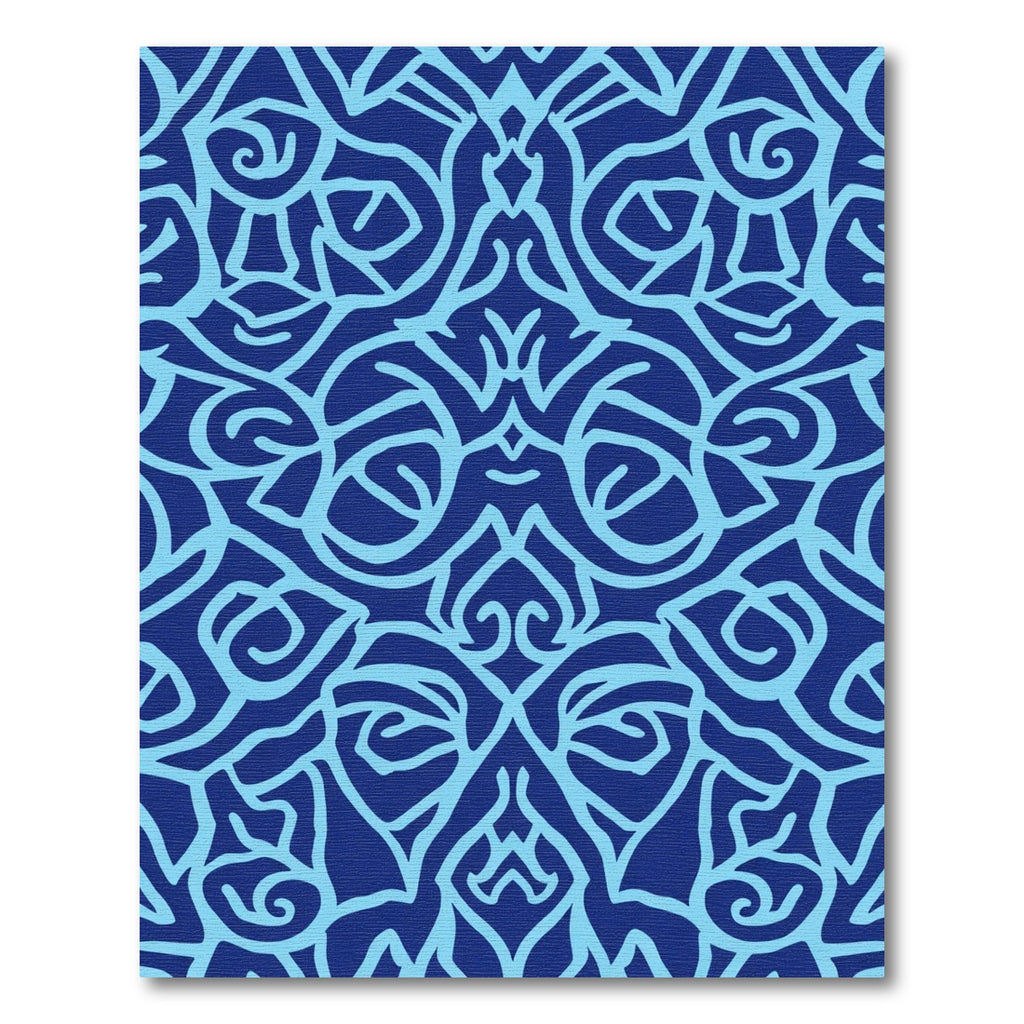 Deep Blue Light Blue Floral Lattice Rug