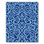 Deep Blue Light Blue Floral Lattice Rug