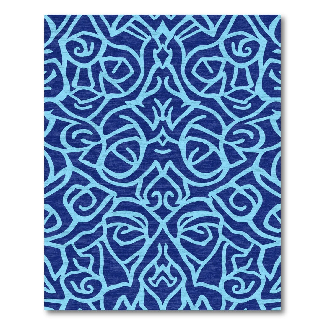 Deep Blue Light Blue Floral Lattice Rug