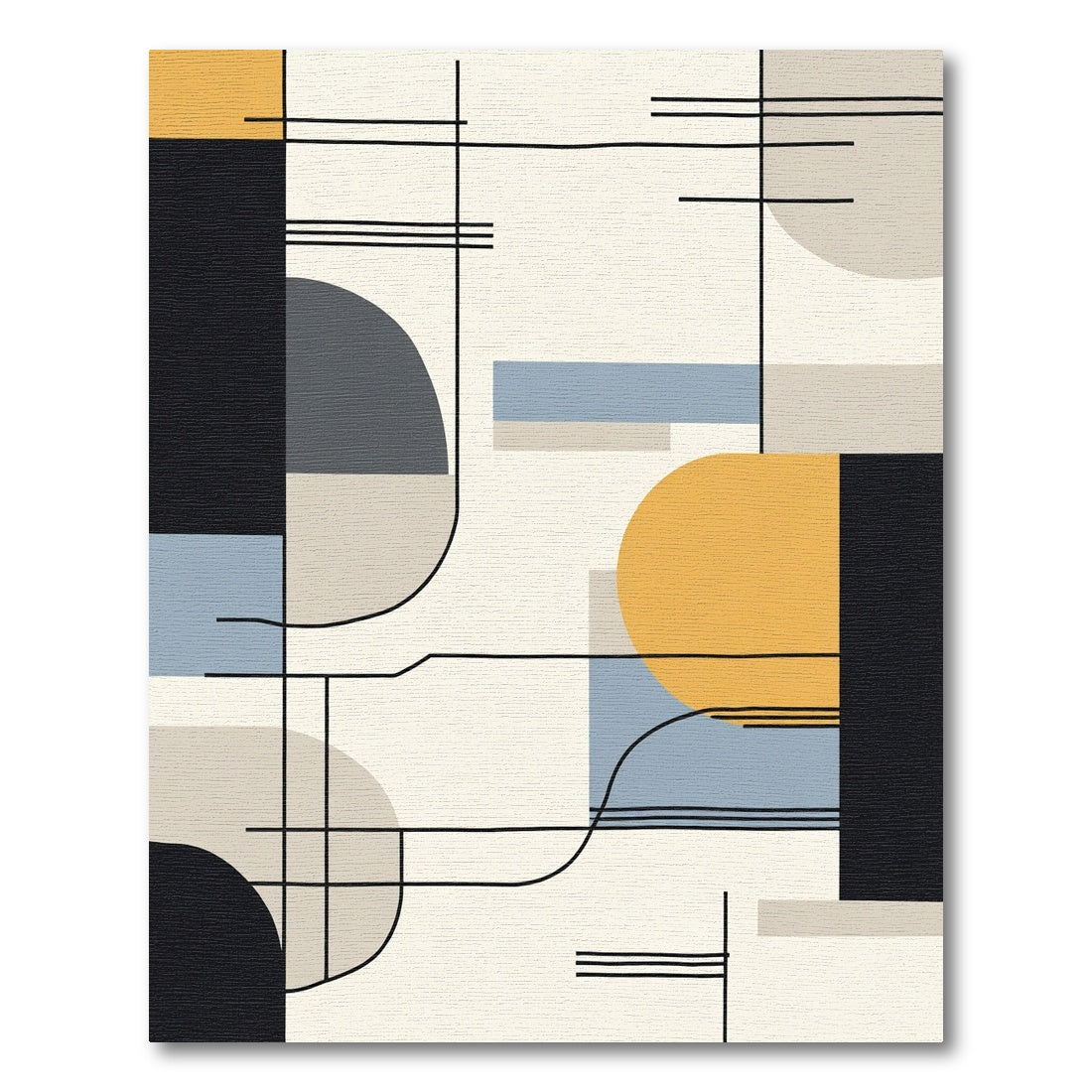 Modern Geometric Gold Blue Black Rug