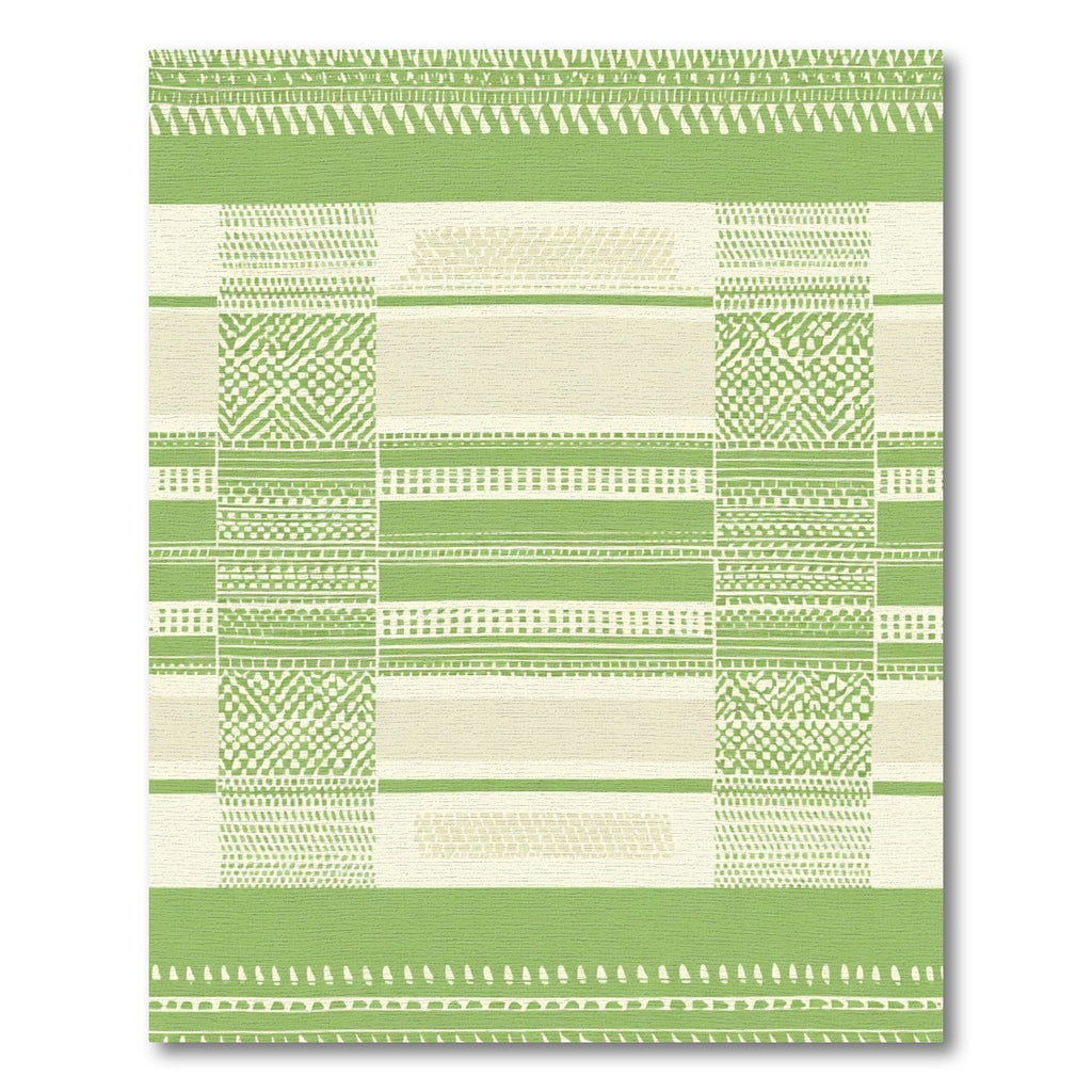 Green and Ivory Geometric Stripe Rug