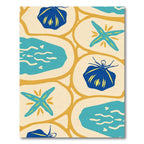 Aqua Blue Shell Starfish Beach Scene Rug