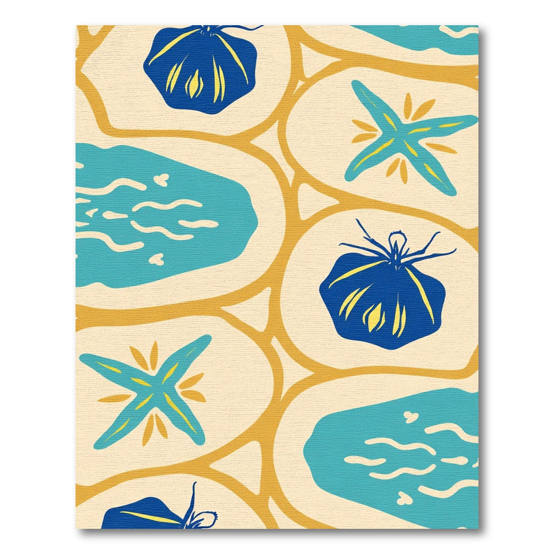 Aqua Blue Shell Starfish Beach Scene Rug